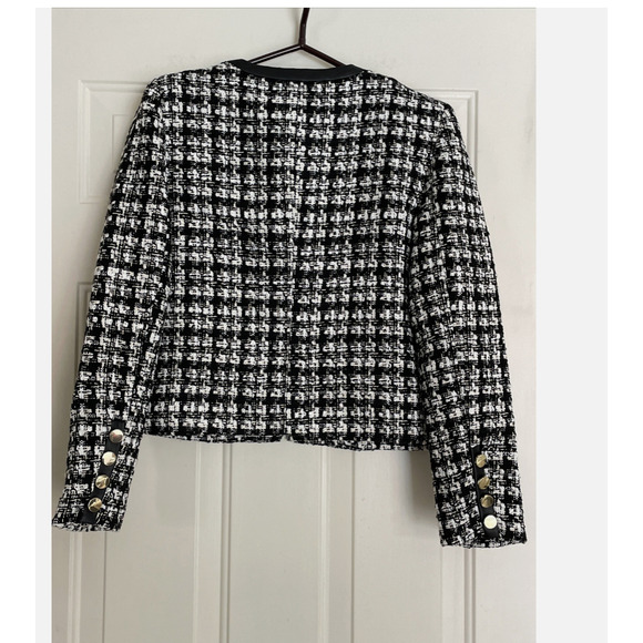 New $98.00 TRUTH BY REPUBLIC Nordstrom Womens 10 Black Tweed Quiet Luxury Blazer - Picture 5 of 16